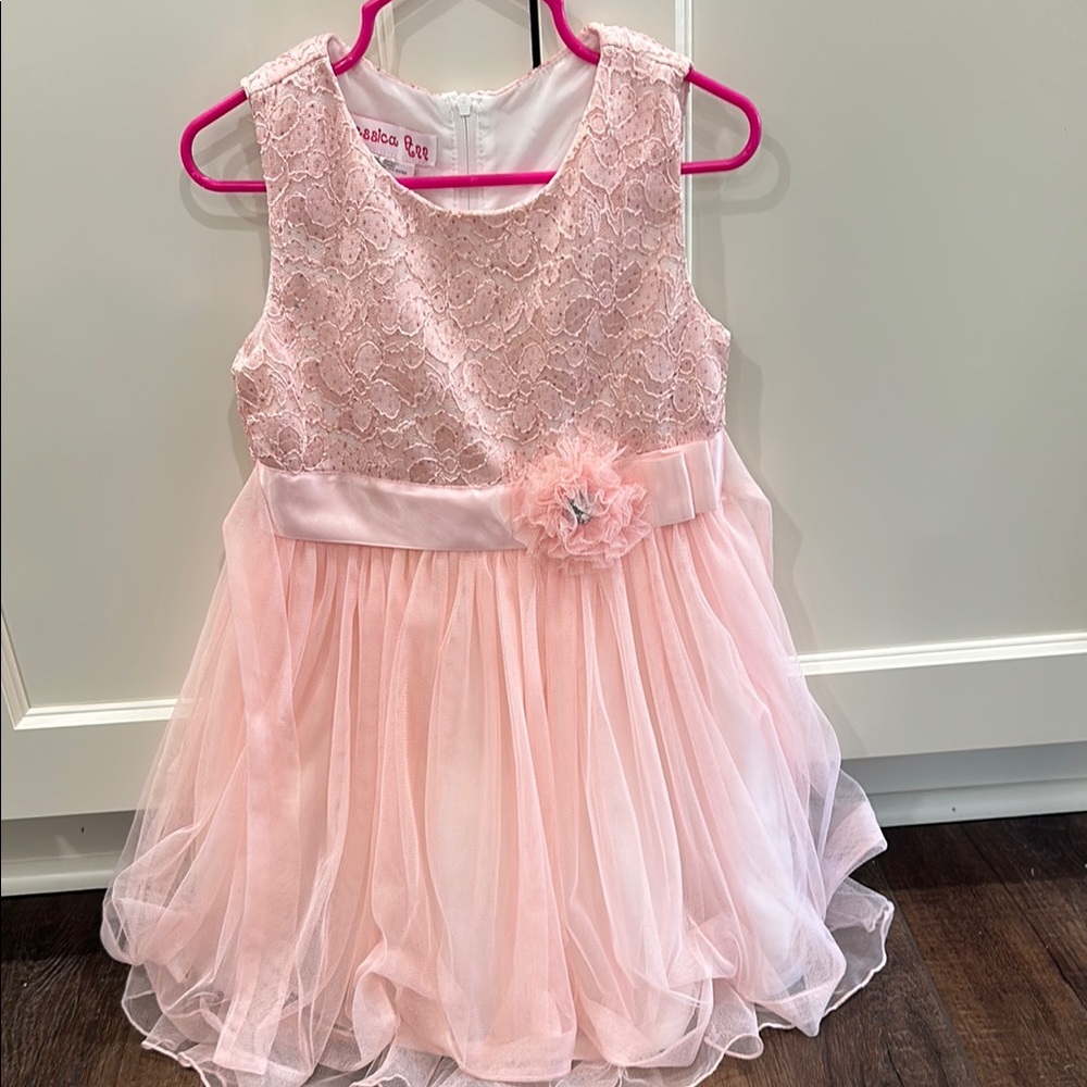Elegant Pink Lace Kids Dress